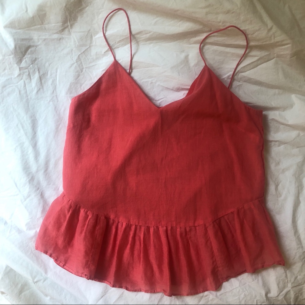 J. Crew Size 00 Pink Spaghetti Strap Peplum Top